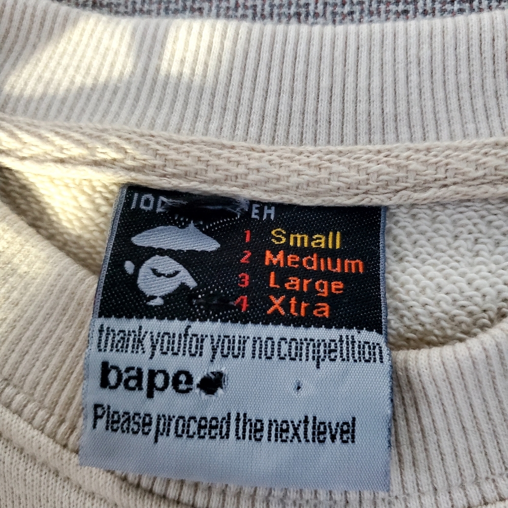 Bape Cream Crewneck Sweater with Black Graphic - Picture 4 of 7